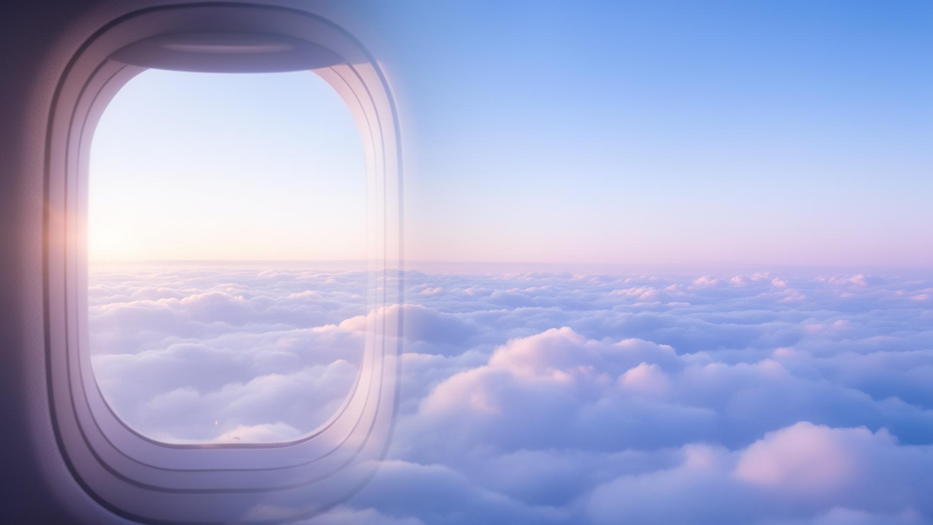 Peaceful view of clouds from airplane window